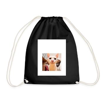 Playful Cat Portrait with Sniffing Detail - Drawstring Bag - black - Front