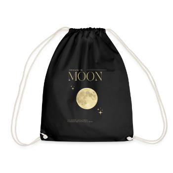 Luminous moon motif with stars - Drawstring Bag - black - Front