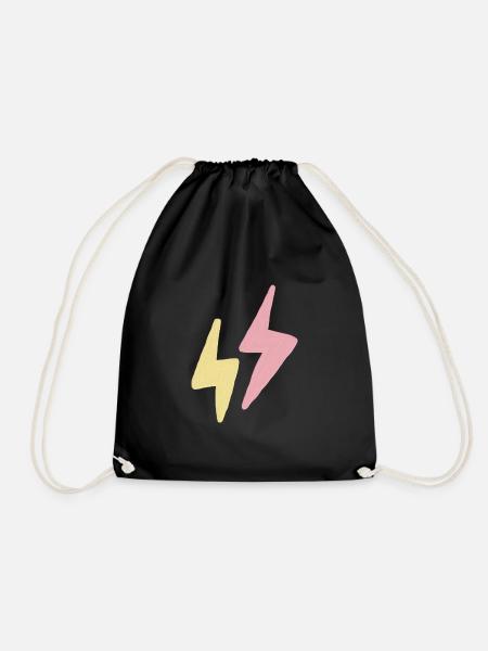 Pastel Twin Lightning Sketch - Drawstring Bag - black