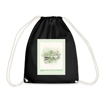 Vintage Car with Floral Frame - Drawstring Bag - black - Front