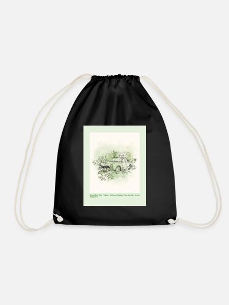 Vintage Car with Floral Frame - Drawstring Bag - black
