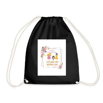 Mother's Love Floral Frame - Drawstring Bag - black - Front