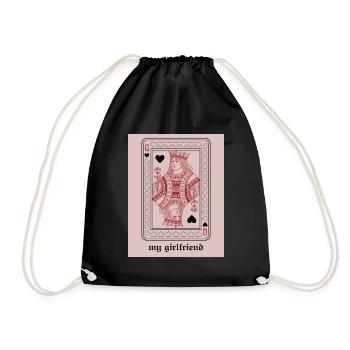 Herz-Königin mit Rose - Turnbeutel - Schwarz - Vorne