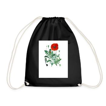 Red poppy in botanical illustration - Drawstring Bag - black - Front