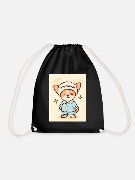 Schlafmütze Hundchen Kuschel Design süß - Turnbeutel - Schwarz