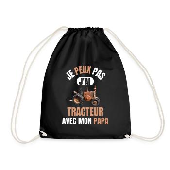 I can not I have TRACTOR with my dad - Drawstring Bag - black - Front