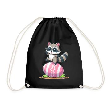 Easter Raccoon Easter Egg - Drawstring Bag - black - Front