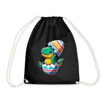 T-Rex Dino as Easter Egg, Clumsy Eggshells - Drawstring Bag - black - Front