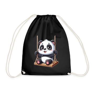 Panda sur balançoire aire de jeux amusante - Sac de sport léger - noir - Devant