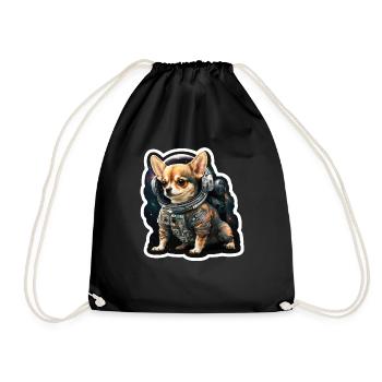 Chihuahua im Weltall, lustige Hunde, Spacedogo! - Turnbeutel - Schwarz - Vorne