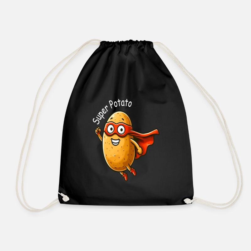 Potato Super Hero - Drawstring Bag - black