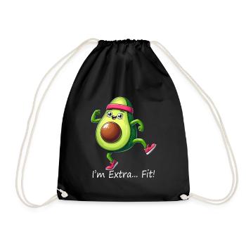 Fun avocado fitness - Drawstring Bag - black - Front