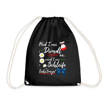 Dirndl Damen Tracht Bayern Lustig - Turnbeutel - Schwarz - Vorne