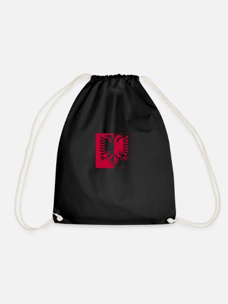 Kosova Albanian Eagle Kosovo Albania Gift - Drawstring Bag - black