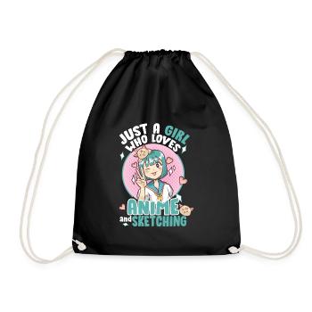 Anime Sketching Drawing Art Paint Draw Comic - Drawstring Bag - black - Front