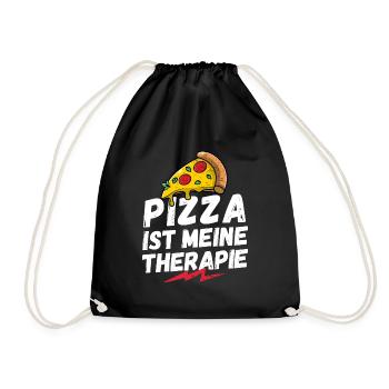 Pizza ist meine Therapie, Ich liebe Pizza, Pizza - Turnbeutel - Schwarz - Vorne