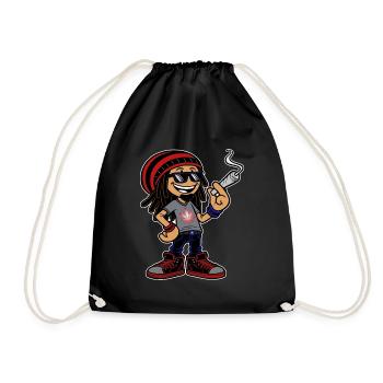 Dreadlock Smoker - Stoned man - High & Happy - Turnbeutel - Schwarz - Vorne