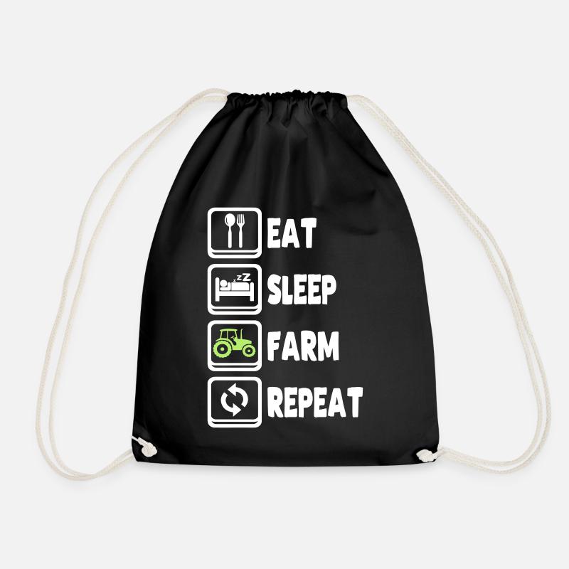 Eat Sleep Farm Repeat - Turnbeutel - Schwarz