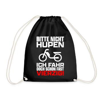 Bitte nicht hupen Roller Moped Mofa Mokick lustig - Turnbeutel - Schwarz - Vorne