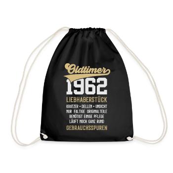 LUSTIG 64. GEBURTSTAG OLDTIMER 1962 - Turnbeutel - Schwarz - Vorne