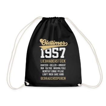 69. GEBURTSTAG OLDTIMER 1957 - Turnbeutel - Schwarz - Vorne