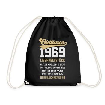 57. GEBURTSTAG OLDTIMER 1969 - Turnbeutel - Schwarz - Vorne