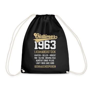 63. GEBURTSTAG OLDTIMER 1963 - Turnbeutel - Schwarz - Vorne