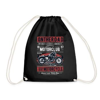 MC MOTORRAD CLUB RETRO VINTAGE CHOPPER RIDE MOTIVE - Turnbeutel - Schwarz - Vorne