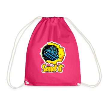 Schneemobil Astronaut fliegt über die - Turnbeutel - Fuchsia - Vorne