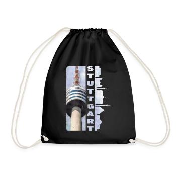Stuttgart Germany City Skyline Home Love - Drawstring Bag - black - Front