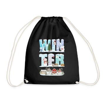 Cold winter wonderland snow season - Drawstring Bag - black - Front