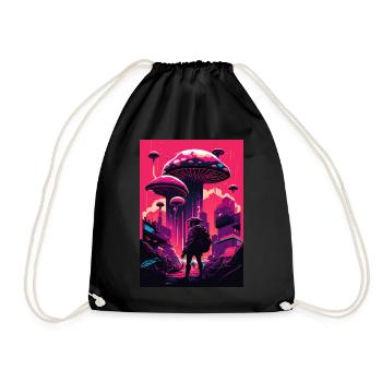 Pilz Neon Vaporwave Natur Technocrat Hacker Techie - Turnbeutel - Schwarz - Vorne