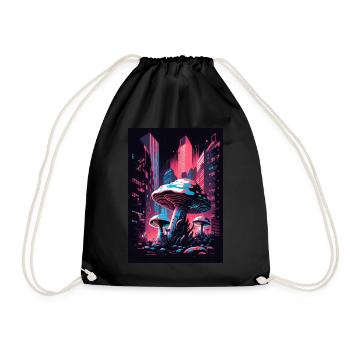 Pilz Neon Vaporwave Natur Technocrat Hacker Techie - Turnbeutel - Schwarz - Vorne