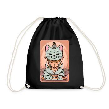 Cute cat in Buddha yoga position - Drawstring Bag - black - Front