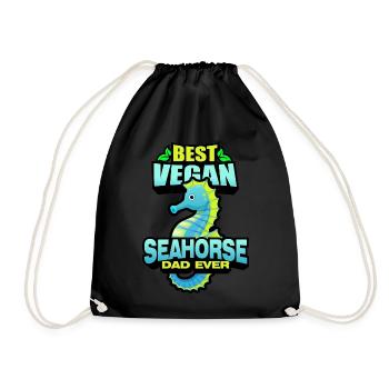 Seepferdchen | Meer Seepferd Tiere Fische Geschenk - Turnbeutel - Schwarz - Vorne
