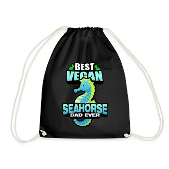 Seepferdchen | Meer Seepferd Tiere Fische Geschenk - Turnbeutel - Schwarz - Vorne