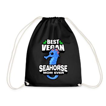 Seepferdchen | Meer Seepferd Tiere Fische Geschenk - Turnbeutel - Schwarz - Vorne