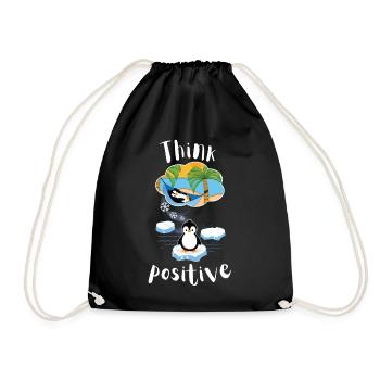 Think positive motivation relax penguin on the beach - Drawstring Bag - black - Front