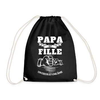 T-shirt fête des pères - Papa et Fille Cœur Âme - Sac de sport léger - noir - Devant
