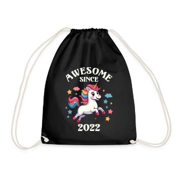 Awesome Since 2022 - Kids Birthday Unicorn - Drawstring Bag - black - Front
