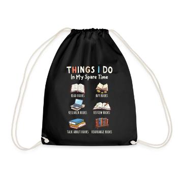 Things I Do in My Spare Time: All About Books - Drawstring Bag - black - Front