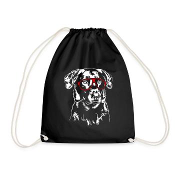 Funny BEAUCERON Glasses Dog Dog Wilsigns - Drawstring Bag - black - Front