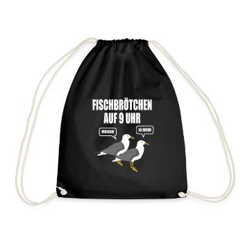 Möwe Fischbrötchen Moin Angeln Hamburg Nordsee See - Turnbeutel - Schwarz - Vorne