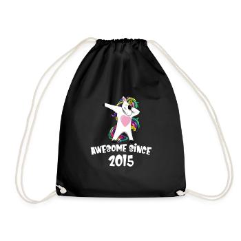 Awesome Since 2015 Birthday Dabbing Unicorn - Drawstring Bag - black - Front