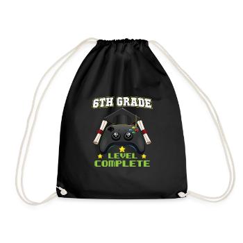 6th Grade Level Complete Middle School Graduation - Drawstring Bag - black - Front
