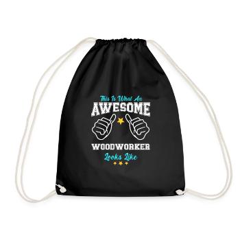 This Is What An Awesome Woodworker Looks Like - Drawstring Bag - black - Front