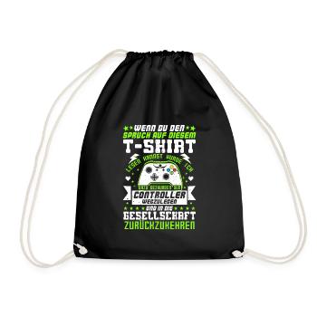 Gamer Zocker T-Shirt - Turnbeutel - Schwarz - Vorne