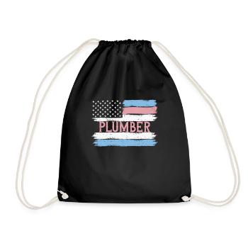 US Pride Heating Engineer Pipe Fitter Gift Idea - Drawstring Bag - black - Front