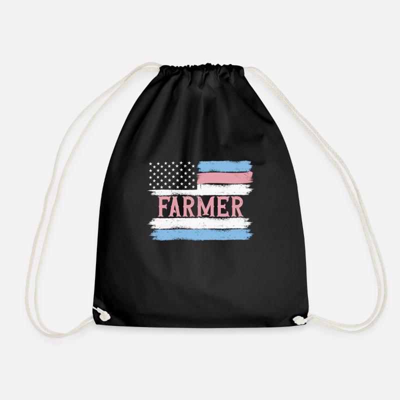 US Pride Agriculturist Farmhand Gift Idea - Drawstring Bag - black