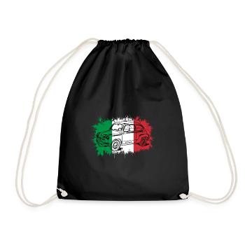 Italien Italy Auto Flagge - Turnbeutel - Schwarz - Vorne